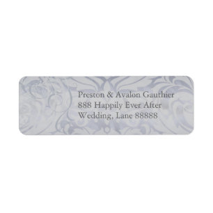 Vintage Rococo Silver Scroll Damask Address Label