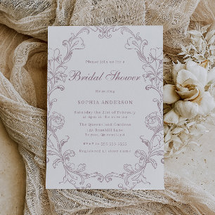Vintage Rococo Victorian Blush Bridal Shower Invitation