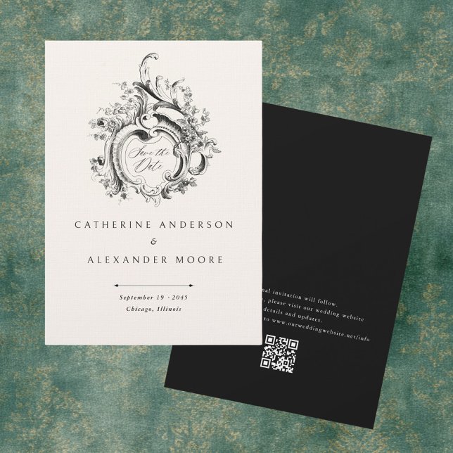 Vintage Rococo Vignette Elegant Wedding Save The Date (Creator Uploaded)