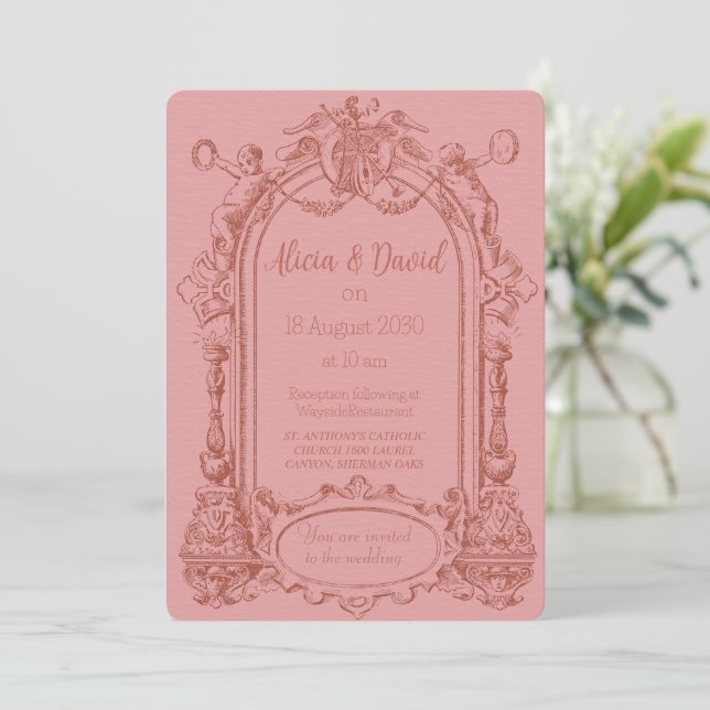 Vintage Rococo Wedding Invitations (Standing Front)