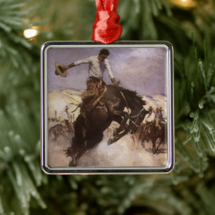 Vintage Rodeo Cowboy, Breezy Riding by WHD Koerner Metal Tree Decoration