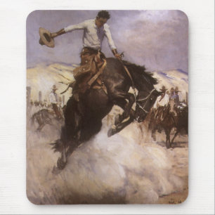 Vintage Rodeo Cowboy, Breezy Riding by WHD Koerner Mouse Mat