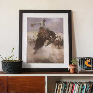 Vintage Rodeo Cowboy, Breezy Riding by WHD Koerner Poster