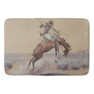 Vintage Rodeo Cowboy Bronc Rider The Bad One Showe Bath Mat