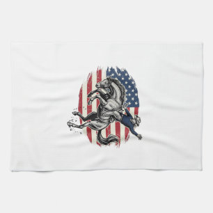 Vintage Rodeo Cowboy Patriotic Horse Rider Vector_ Tea Towel