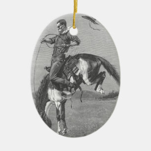 Vintage Rodeo Cowboys, Bucking Bronco by Remington Ceramic Tree Decoration
