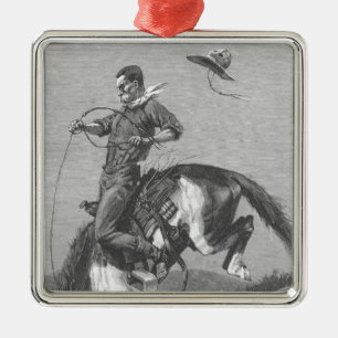 Vintage Rodeo Cowboys, Bucking Bronco by Remington Metal Tree Decoration