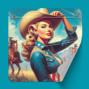 Vintage Rodeo Pin-up Square Sticker