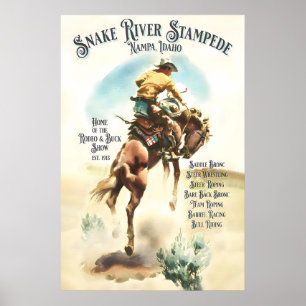 Vintage Rodeo Poster Snake River Stampede, Western