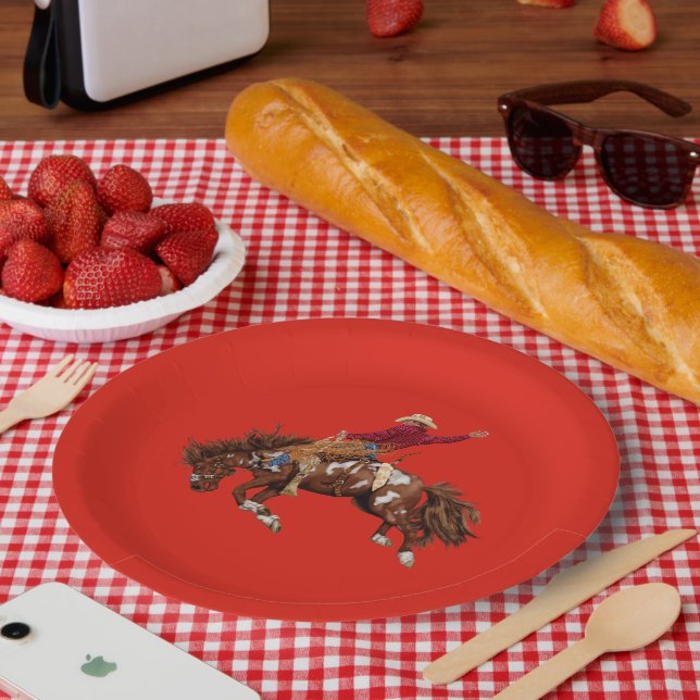 Vintage Rodeo rider  Paper Plate (Picnic)