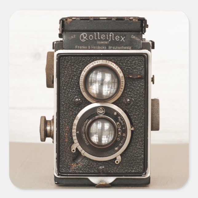 Vintage Rolleiflex Twin lens camera Square Sticker (Front)