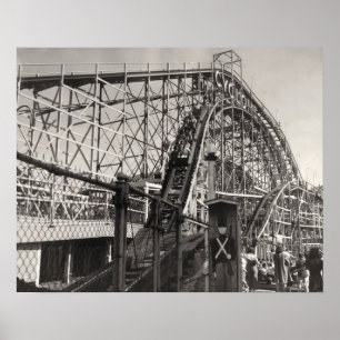 Vintage Roller Coaster Poster Print
