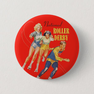 Vintage Roller Derby Program cover art 6 Cm Round Badge