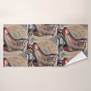 Vintage Roller Skates Bath Towel Set