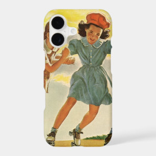 Vintage Roller Skating Fun Children Boys and Girls