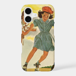 Vintage Roller Skating Fun Children Boys and Girls