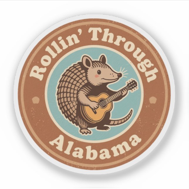 Vintage Rollin Through Alabama Armadillo Funny (Front)