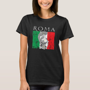Vintage Roma Female God Sculpture Italy Flag T-Shirt