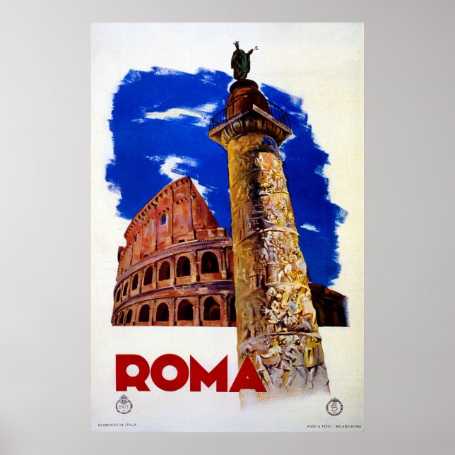 Vintage Roma Rome Italian travel Poster (Front)