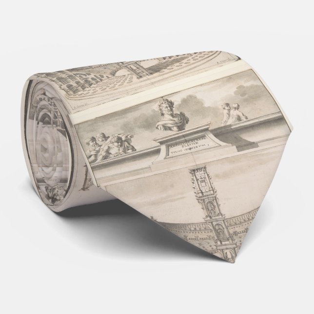Vintage Roman Colosseum Illustrative Diagram Tie (Rolled)