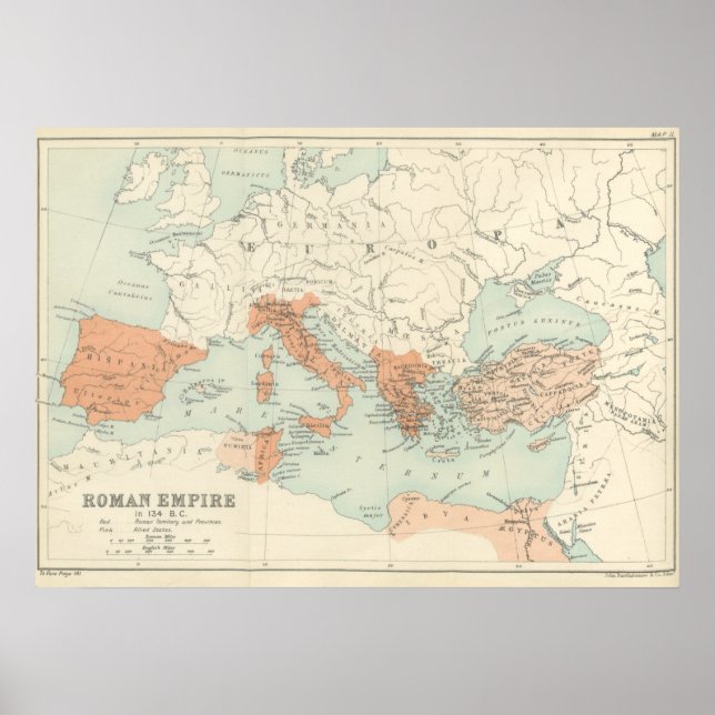 Vintage Roman Empire Map 1895 Poster (Front)