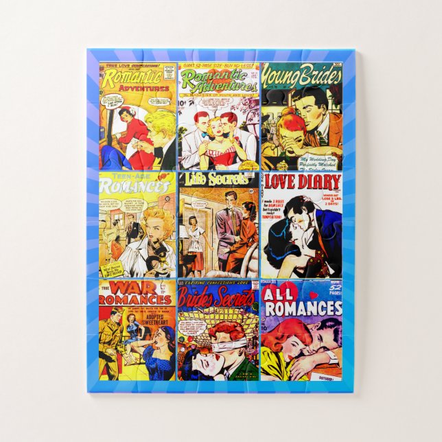 Vintage Romance Comic Book Cover Collage Jigsaw Puzzle (Vertical)