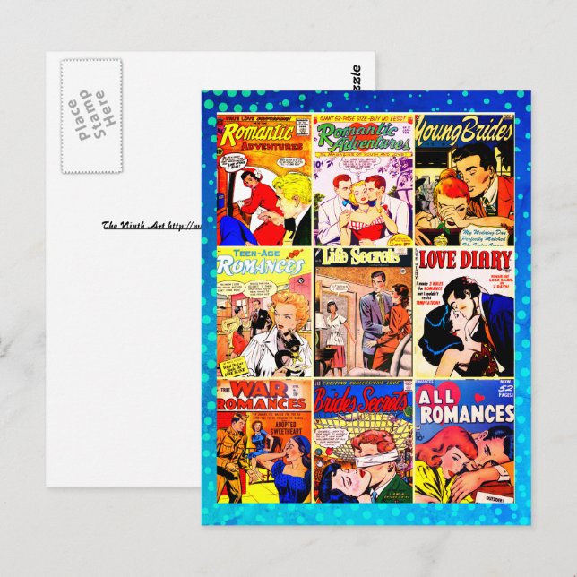 Vintage Romance Comic Book Cover Collage Postcard (Front/Back)