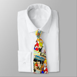 Vintage Romance Comic Book Cover Collage Tie