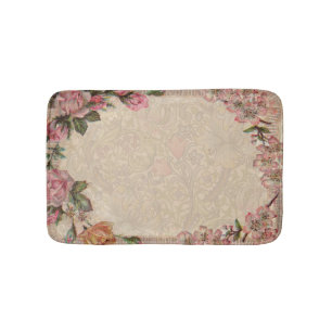  Vintage Romance Couple: Antique Roses Girly Love Bath Mat
