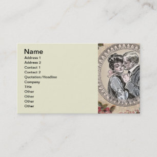 Vintage Romance Couple: Antique Roses Girly Love Business Card