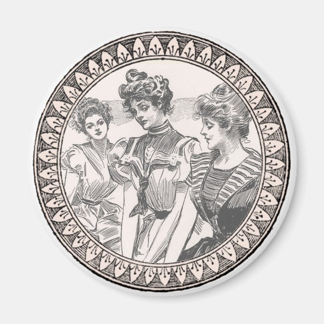  Vintage Romance Couple: Antique Roses Girly Love Magnet (Front)