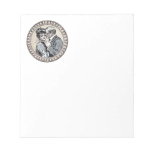  Vintage Romance Couple: Antique Roses Girly Love Notepad