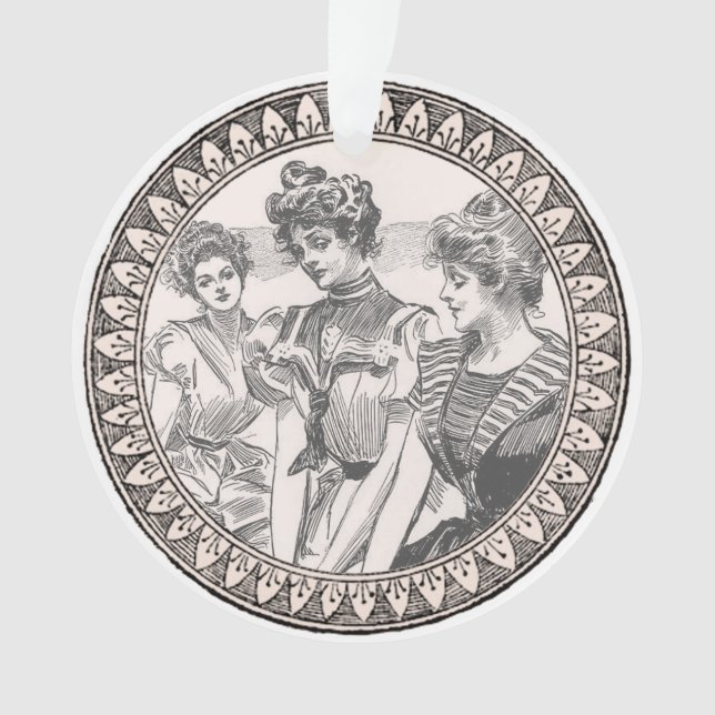  Vintage Romance Couple: Antique Roses Girly Love Ornament (Front)