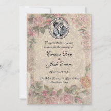 Vintage Romance Couple Antique Roses Wedding