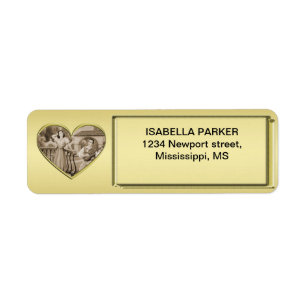 Vintage Romance couple, man and woman, gold