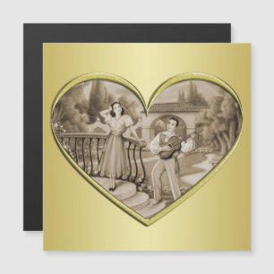 Vintage Romance couple, man and woman, gold