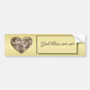 Vintage Romance couple, man and woman, gold Bumper Sticker