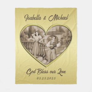 Vintage Romance couple, man and woman, gold Fleece Blanket