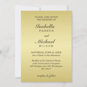 Vintage Romance couple, man and woman, gold Invitation
