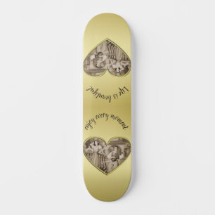 Vintage Romance couple, man and woman, gold Skateboard