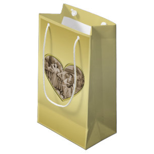 Vintage Romance couple, man and woman, gold Small Gift Bag