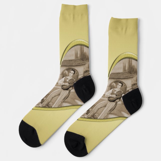 Vintage Romance couple, man and woman, gold Socks (Left)