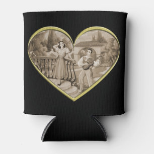 Vintage Romance couple, man and woman love Can Cooler