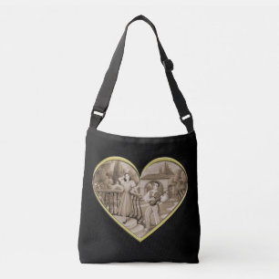 Vintage Romance couple, man and woman love Crossbody Bag