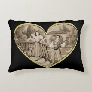 Vintage Romance couple, man and woman love Decorative Cushion