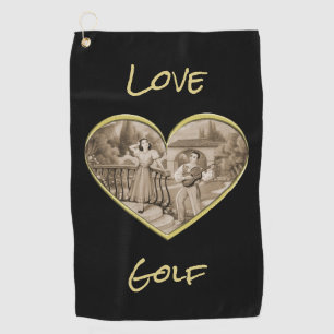 Vintage Romance couple, man and woman love Golf Towel