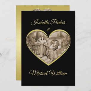 Vintage Romance couple, man and woman love Invitation
