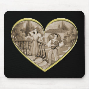 Vintage Romance couple, man and woman love Mouse Mat