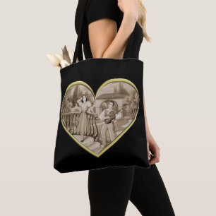 Vintage Romance couple, man and woman love Tote Bag