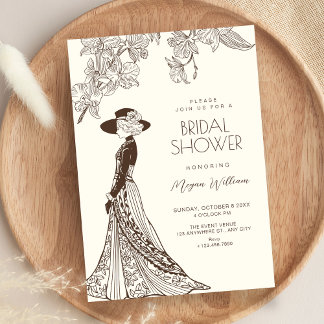 Vintage romance fashion bridal shower invitation